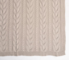 Knitted Taupe Cotton Throw