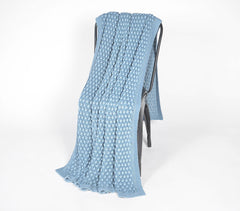 Knitted Slate Blue Cotton Throw