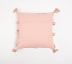 Handwoven Cotton Baby Pink Chevron Tasseled Cushion Cover