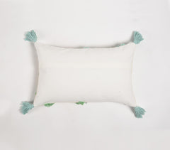 Handwoven Cotton Shaggy Tufted Blue & Green Cushion Cover