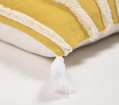 Handwoven Cotton Geometric Shaggy Tufted Lumbar Cushion Cover with Tassels