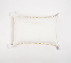 Handwoven Cotton Geometric Shaggy Tufted Lumbar Cushion Cover with Tassels