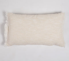 Striped Handloom Lumbar Cushion Cover with Frayed Sides