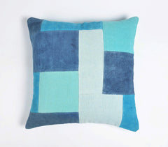 Azure Patchwork Cotton Cushion Cover