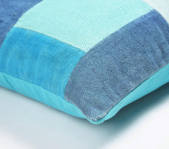 Azure Patchwork Cotton Cushion Cover