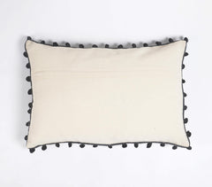 Printed & Border Tasseled Cotton Lumbar Cushion Cover