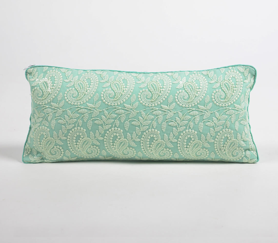 Paisley Hand Embroidered Lumbar Cushion Cover