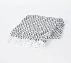 Handwoven Cotton Lattice Tasseled Throw