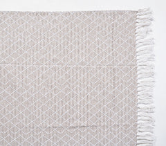 Handwoven Cotton Striped & Lattice Tasseled Throw