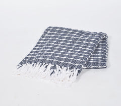 Handwoven Cotton Textured Checked Tasseled Throw