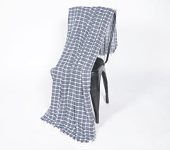 Handwoven Cotton Textured Checked Tasseled Throw