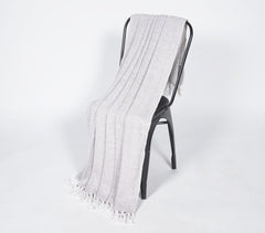 Handwoven Cotton Grey Chevron Tasseled Throw