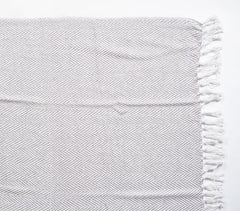 Handwoven Cotton Grey Chevron Tasseled Throw