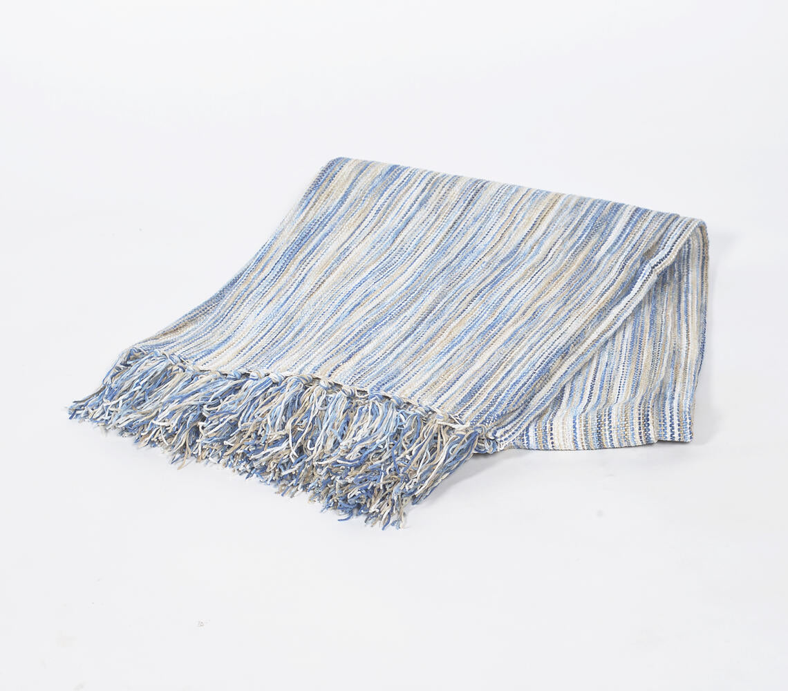 Handwoven Striped-Abstract Tasseled Throw