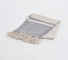 Yarn-Dyed Cotton Minimal Tasseled Throw