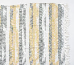 Handwoven Cotton Chevron-Striped Throw with Tassels
