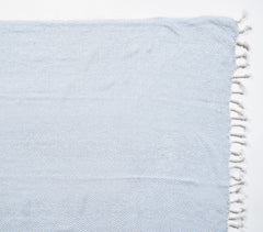 Yarn-Dyed Cotton Powder Blue Chevron Tasseled Throw