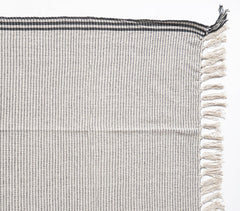 Yarn-Dyed Cotton Grey Striped Tasseled Throw