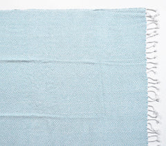 Yarn-Dyed Cotton Blue Chevron Tasseled Throw