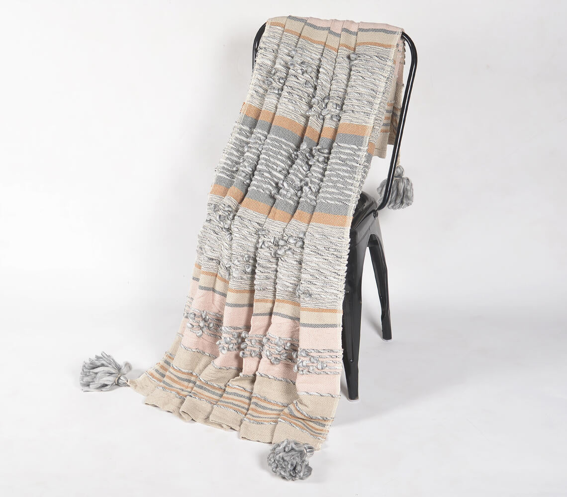 Tasseled & textured Cotton Wool Throw