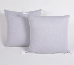 Solid Smokey Handloom Cotton Cushion Covers (set of 2)