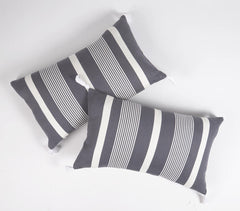 Striped & Tasseled Handloom Cotton Pillow Covers (set of 2)
