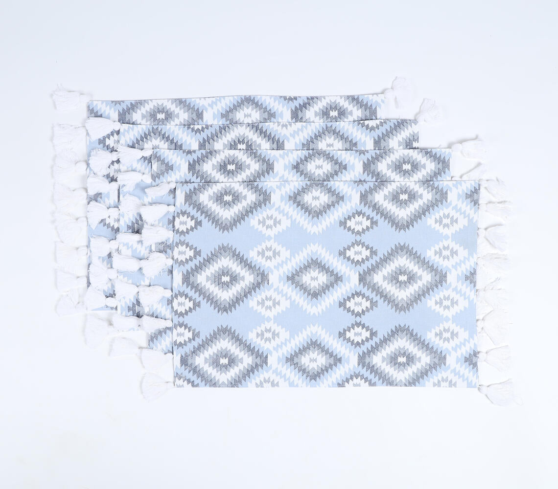 Geometric Tasseled Cotton Placemats (Set of 4)
