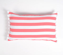 Coral Striped Handloom Cotton Pillow Covers (set of 2)
