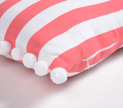 Coral Striped Handloom Cotton Pillow Covers (set of 2)