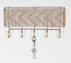 Jute Chevron Macrame & Gold-Toned Wall-Mount Hook