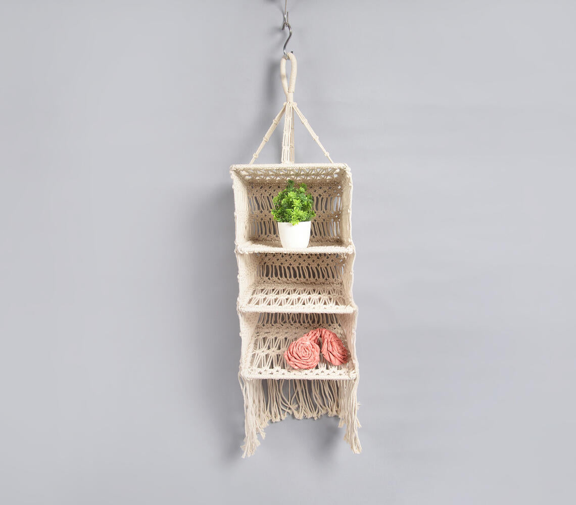 Boho Macrame Layered Wall Rack