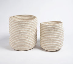 Monotone Braided Cotton Baskets (Set of 2)