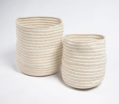 Monotone Braided Cotton Baskets (Set of 2)