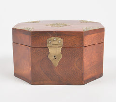 Vintage Wooden Trinket Box with Brass Accents