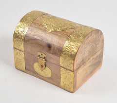 Vintage Brass & Wood Trinket Boxes (Set of 2)