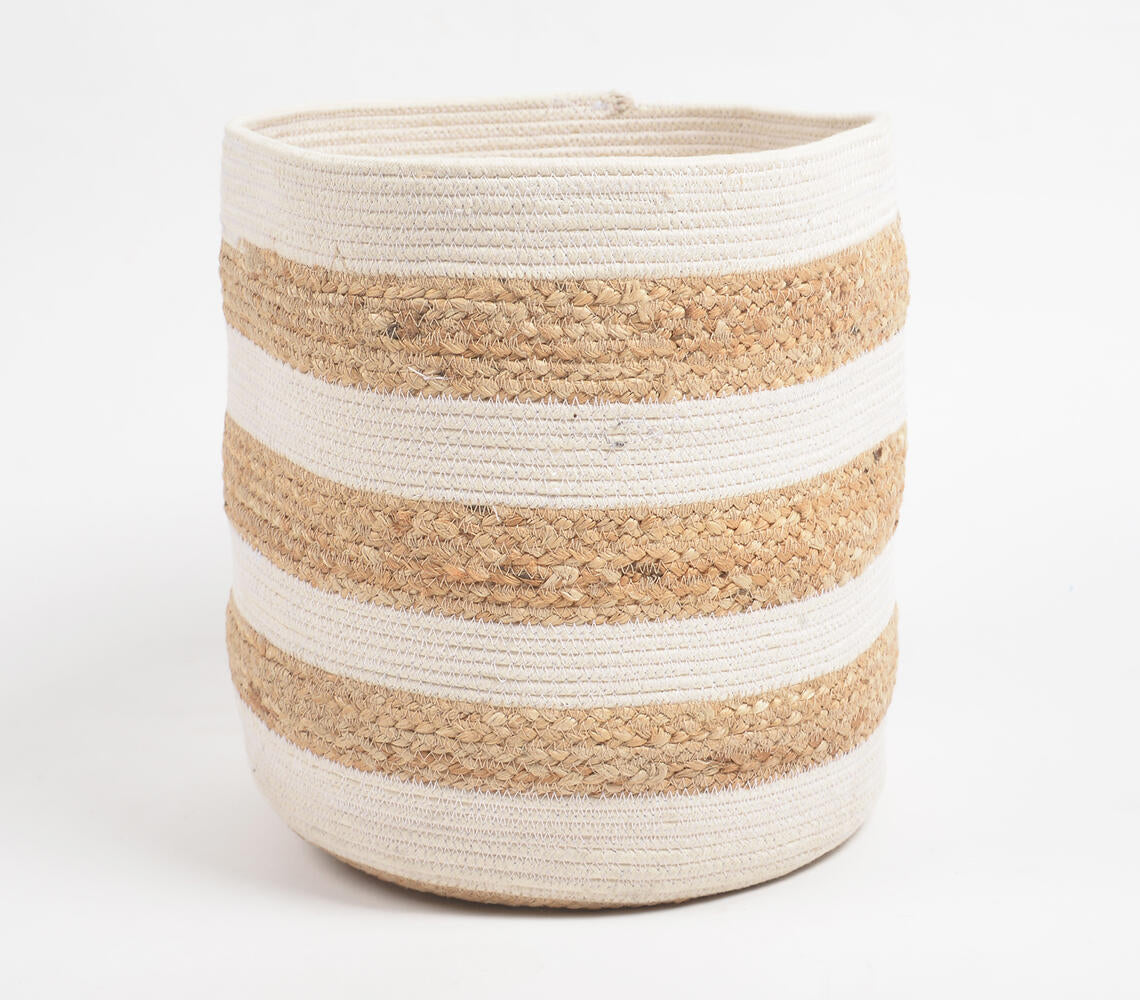 Hand Braided Jute & Cotton Monochrome Basket