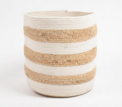 Hand Braided Jute & Cotton Monochrome Basket
