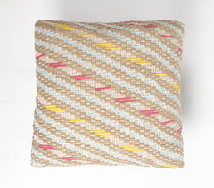 Upholstered & Embroidered Cotton & Wood Stool