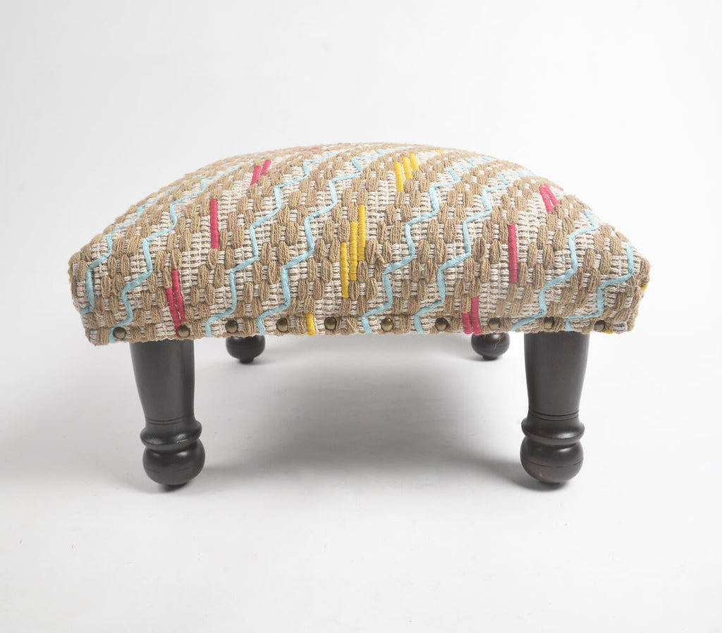 Upholstered & Embroidered Cotton & Wood Stool – Houzz-of-Maya
