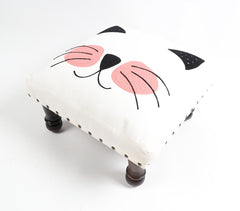 Cat Embroidered & Upholstered Stool