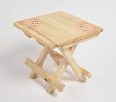 Tribal Warli Wooden Portable Folding Table (Small - 9.5")