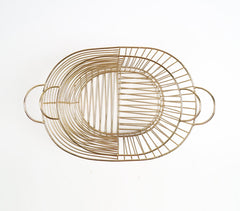 Gold-Toned Iron Striped Baskets (Set of 2)