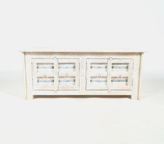 Ornate Carved Reclaimed Wooden 2-Section Cabinet
