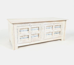 Ornate Carved Reclaimed Wooden 2-Section Cabinet