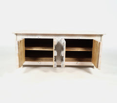 Ornate Carved Reclaimed Wooden 2-Section Cabinet