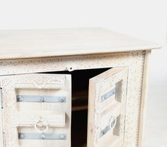 Ornate Carved Reclaimed Wooden 2-Section Cabinet