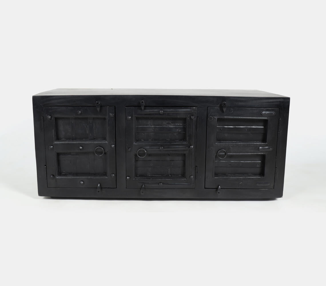 Vintage Noir Reclaimed Wooden 2-Section Cabinet