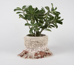 Shaggy Tasseled Cotton & Jute Rust Basket