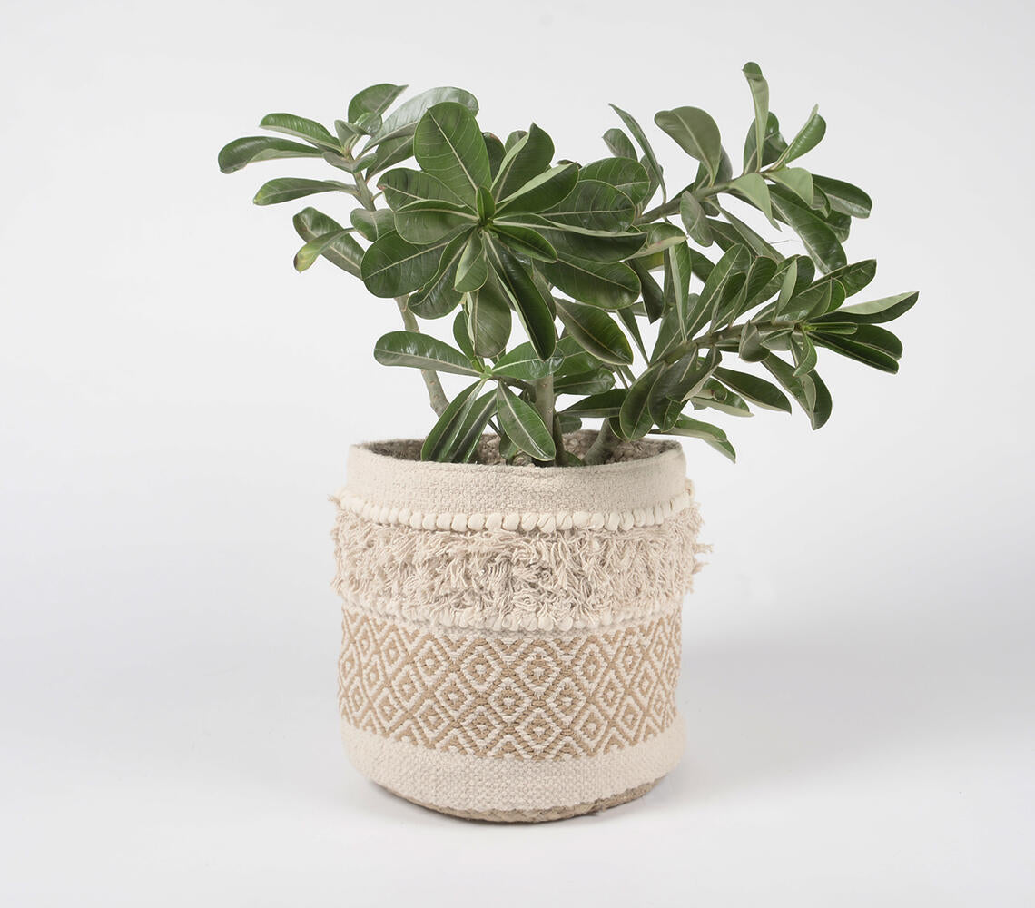 Textured Jute & Cotton Basket