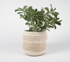 Textured Jute & Cotton Basket